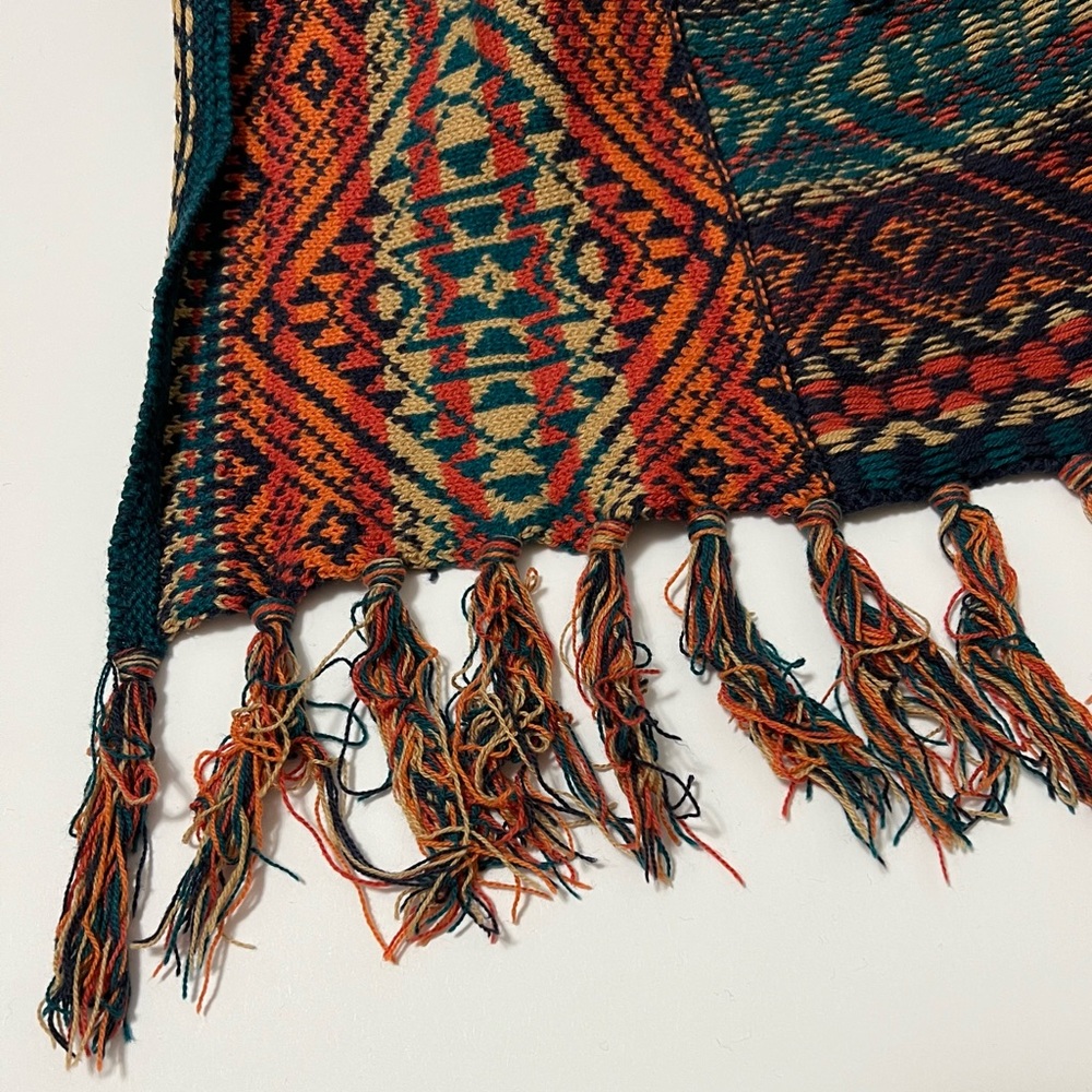 Ruby Rd. Teal Open-Front Cardigan with Multicolor Aztec Trim - Picture 7 of 8